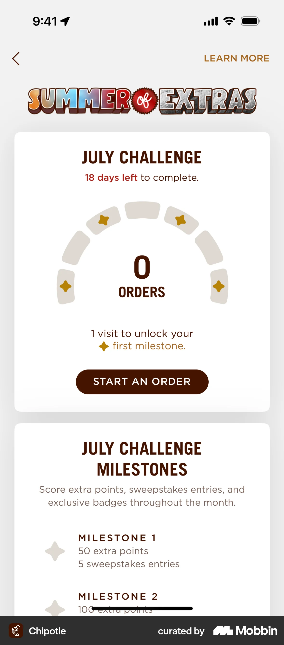 Chipotle iOS Goal & Task screen