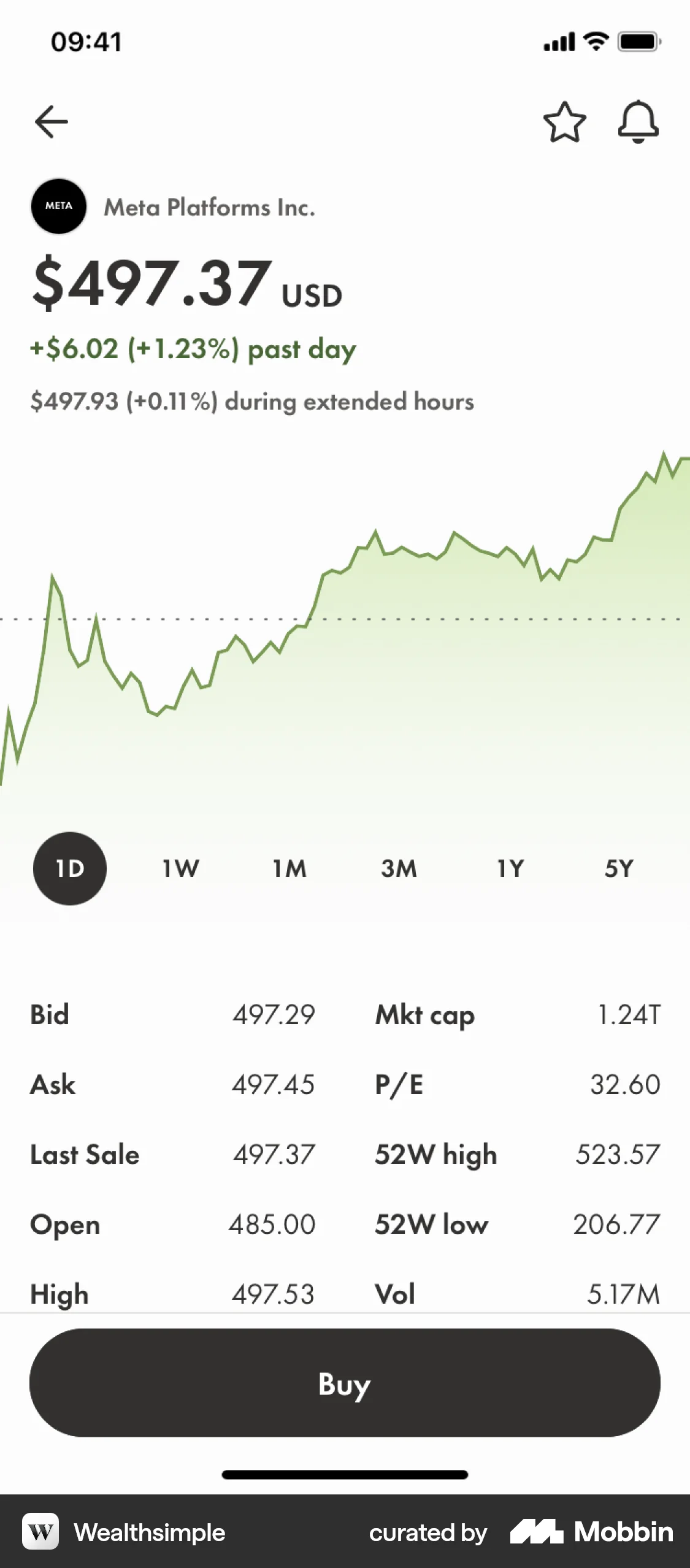 Wealthsimple iOS Product Detail screen