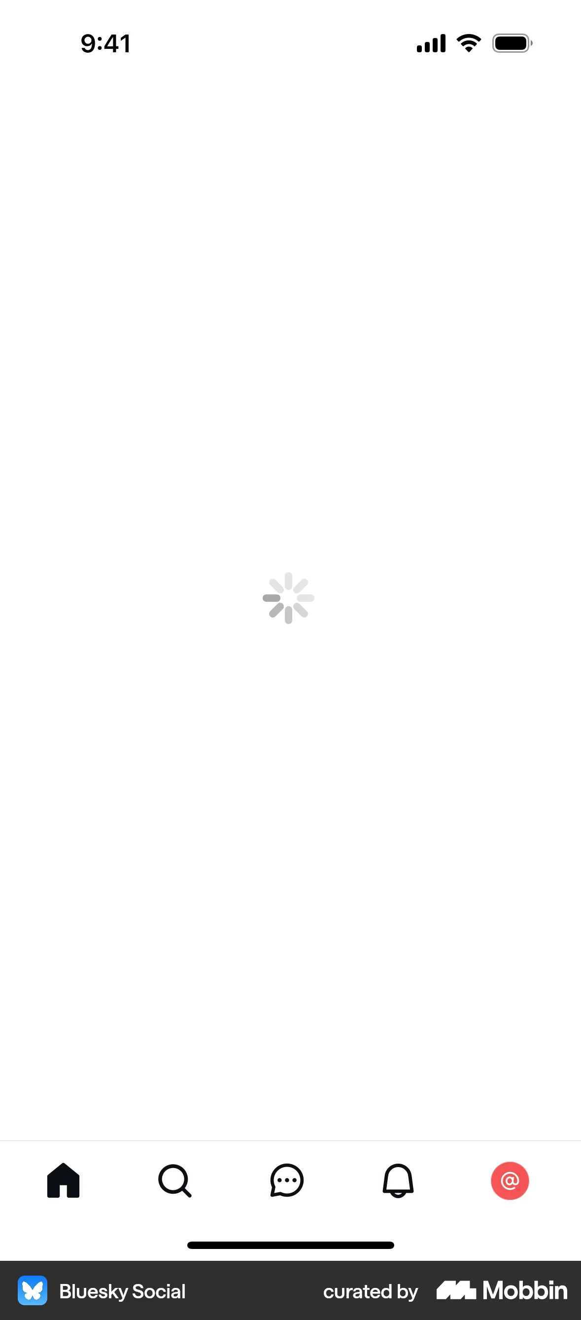 Bluesky Social iOS screen containing Spinner UI UI element