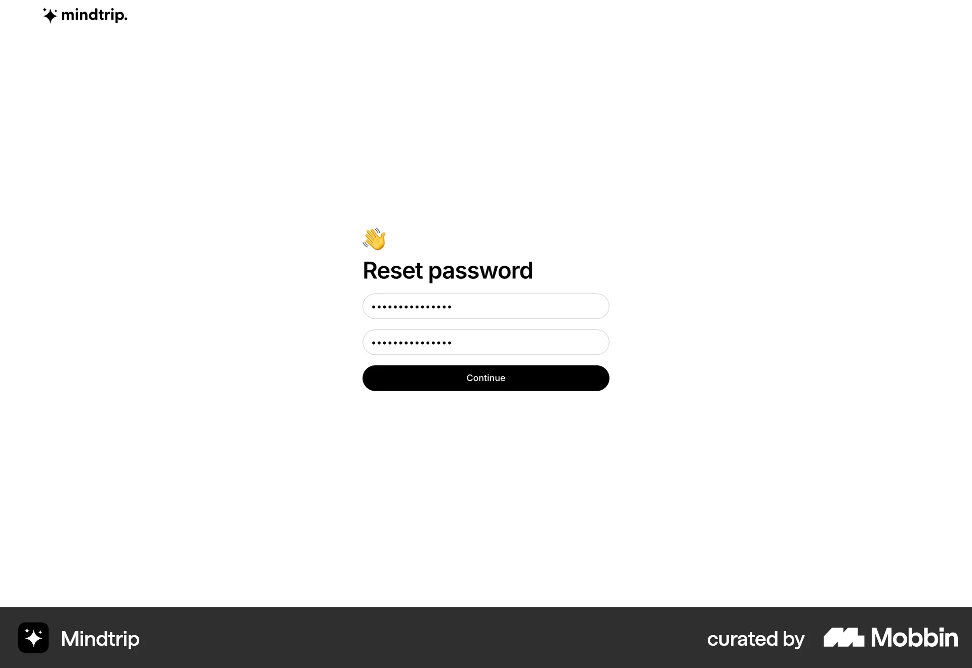 Mindtrip Web Forgot Password screen