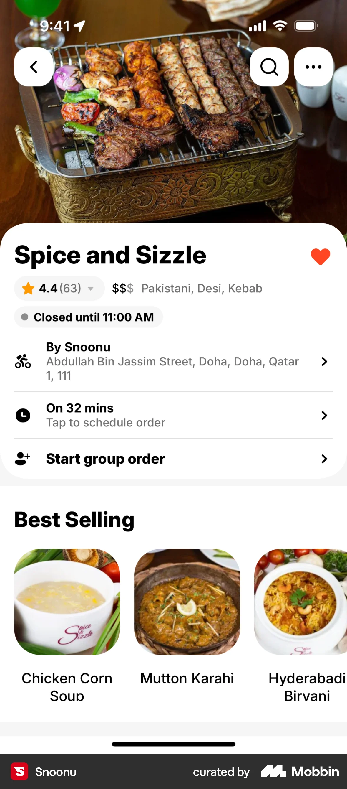 Snoonu iOS Favorite & Pin screen