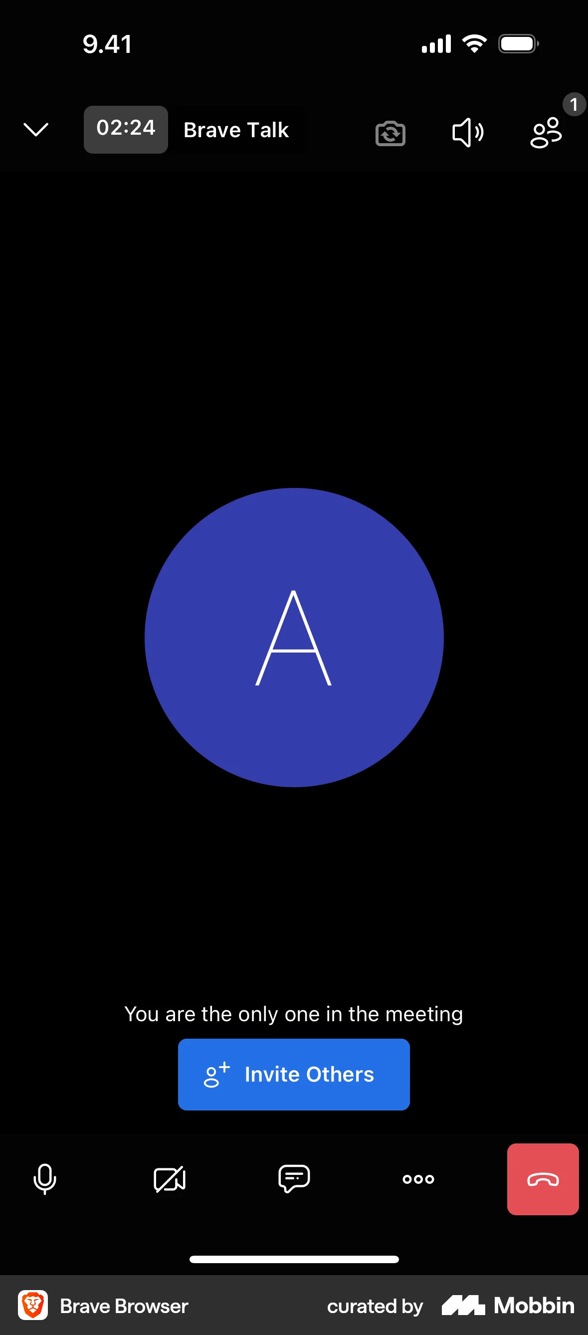 Brave Browser iOS Call screen