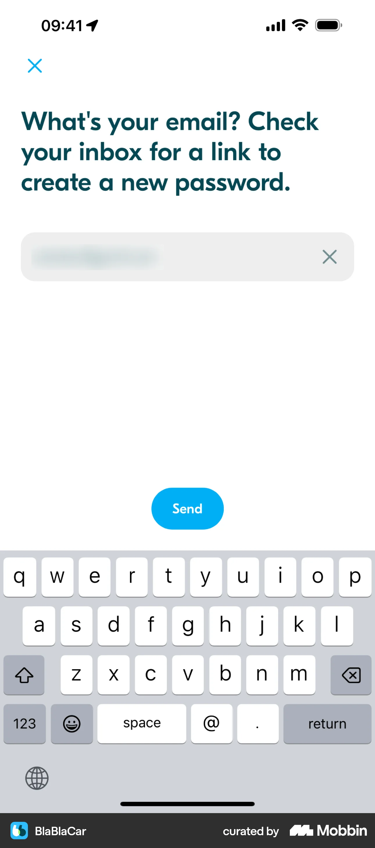 BlaBlaCar iOS Forgot Password screen