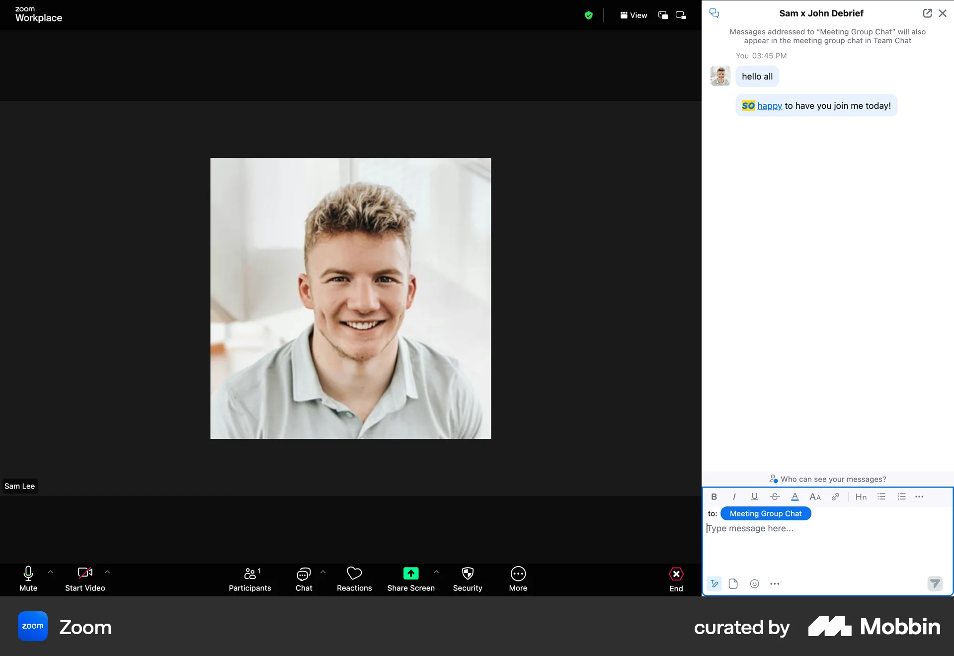 Zoom Web Call screen