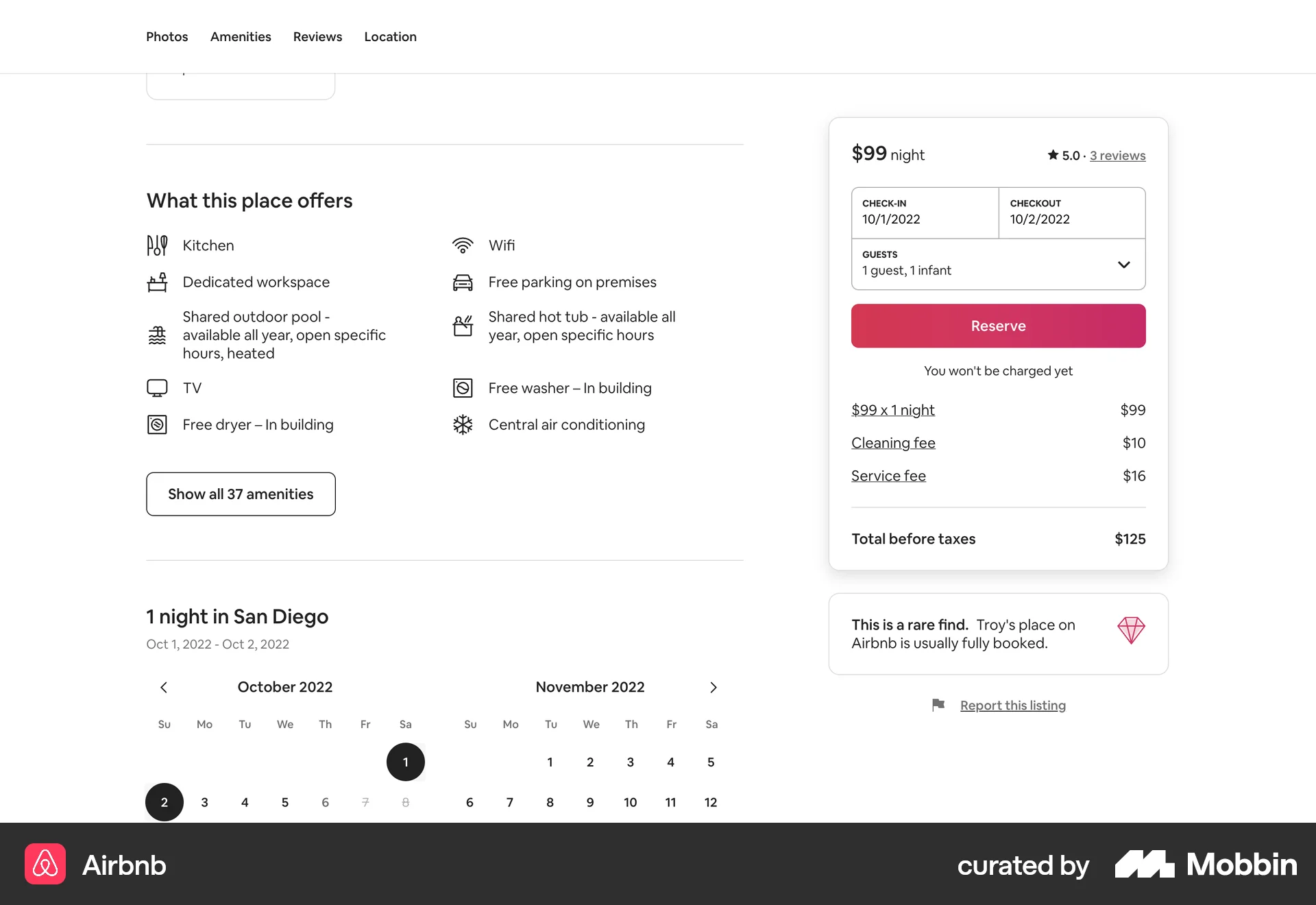 Airbnb Web Product Detail screen
