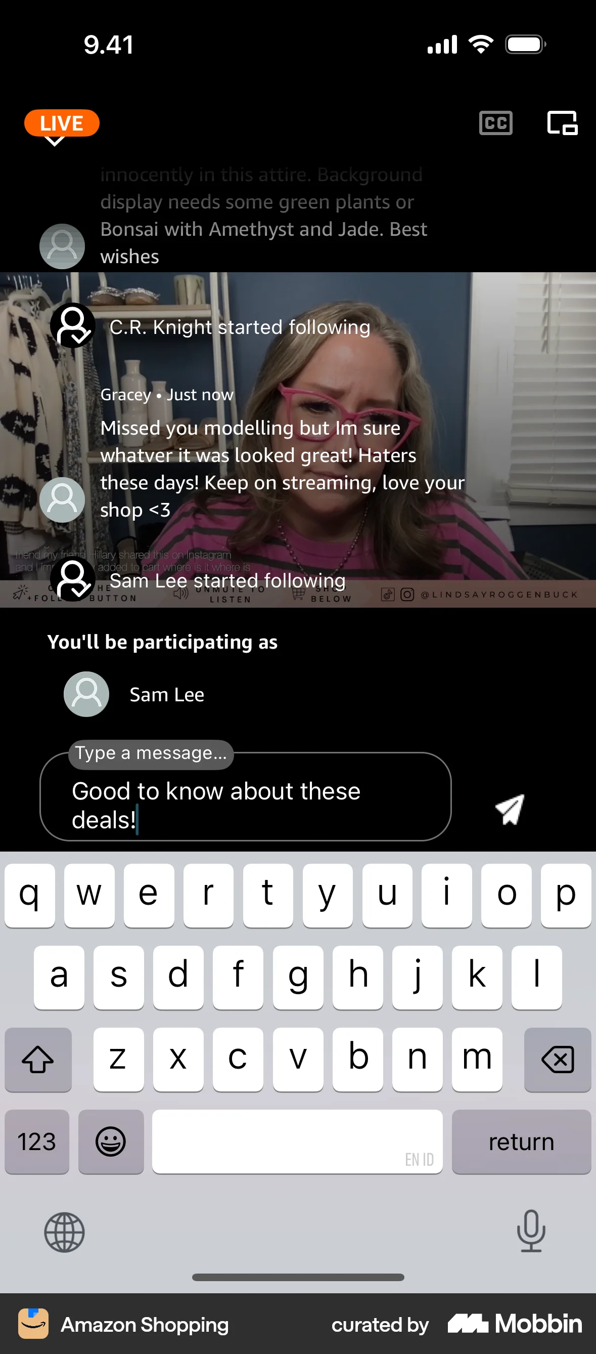 Amazon Shopping iOS Comments screen