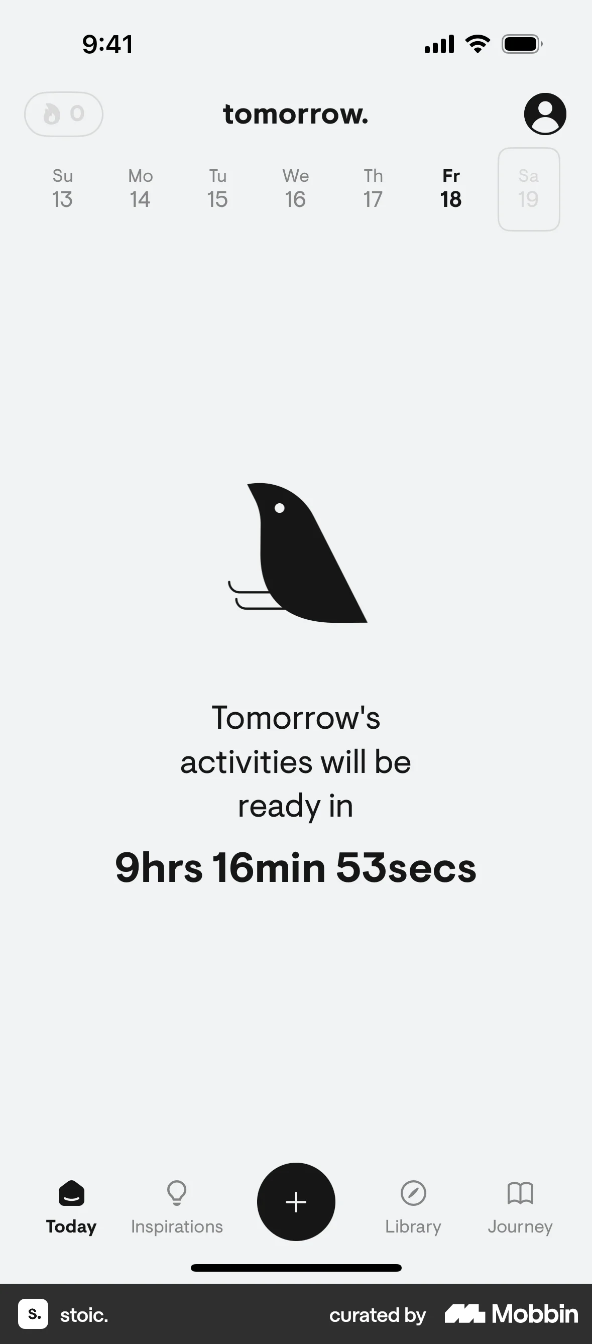 stoic. iOS Empty State screen