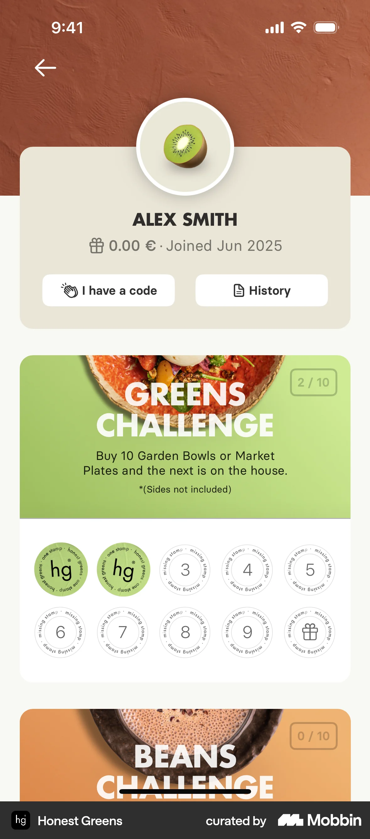 Honest Greens iOS Promotions & Rewards screen