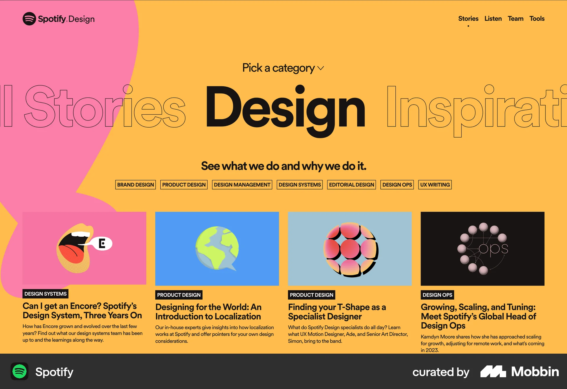 Spotify Web screen containing Carousel UI element