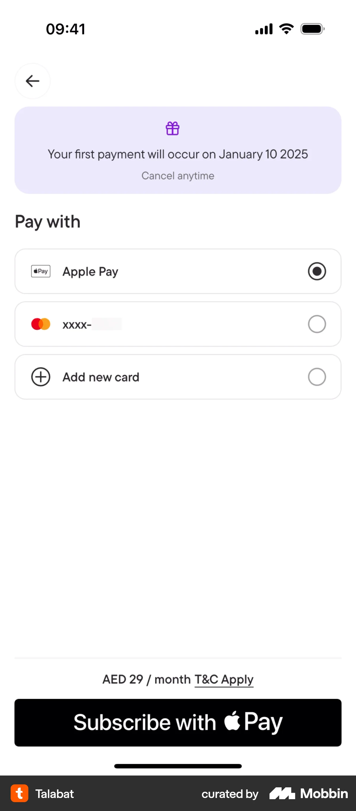 talabat iOS Checkout screen