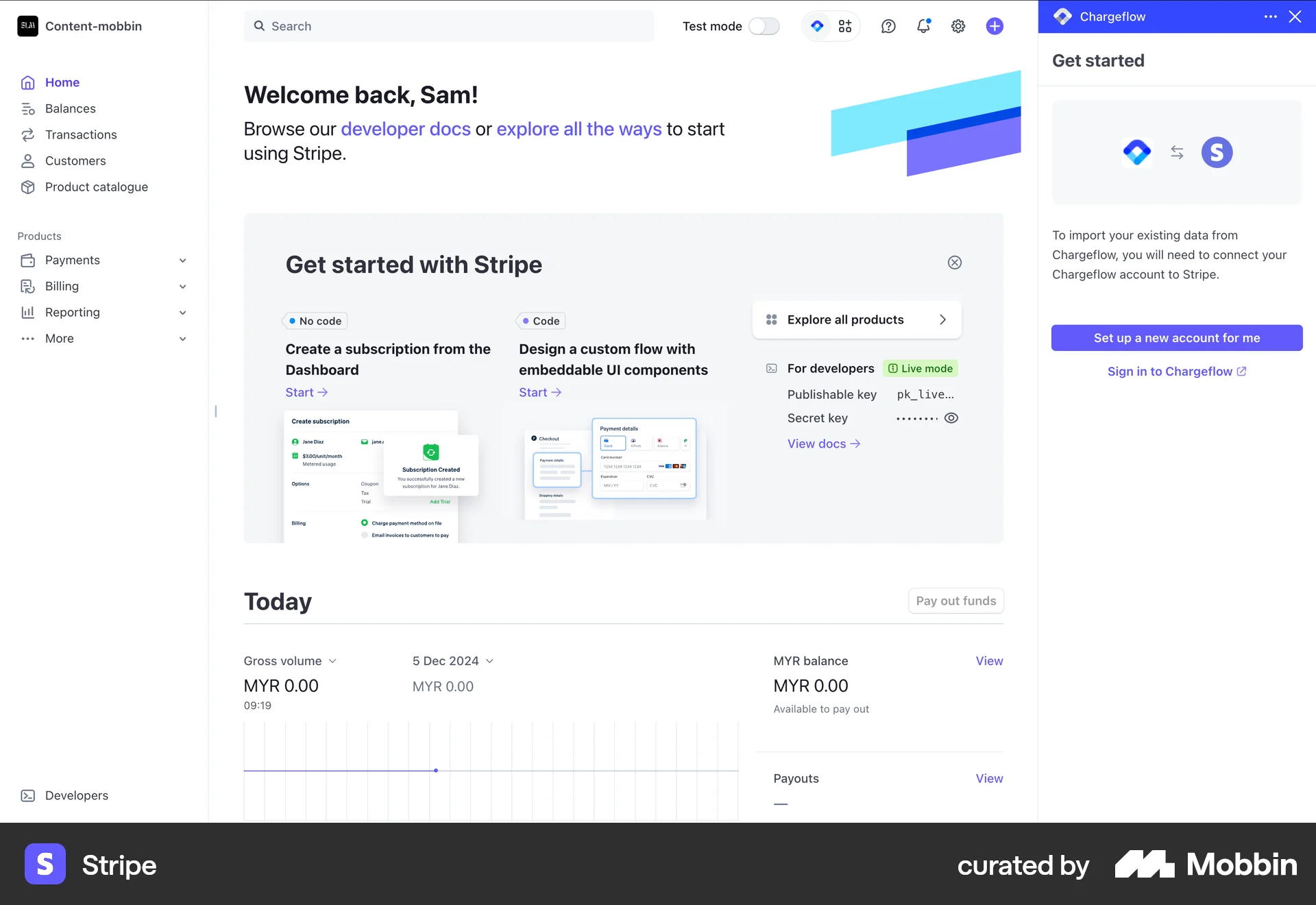Stripe Web screen containing Segmented Control UI element