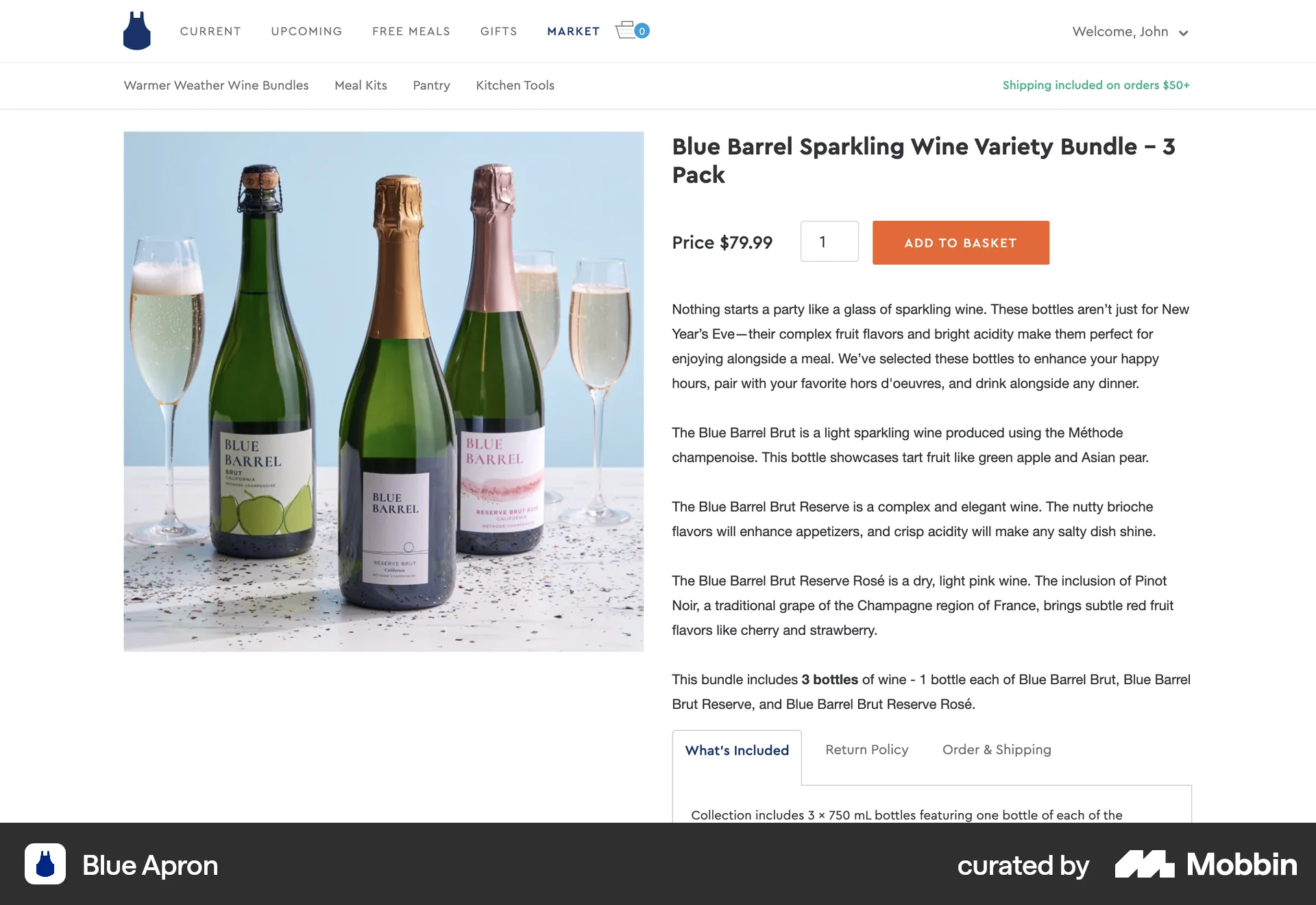 Blue Apron Web Product Detail screen