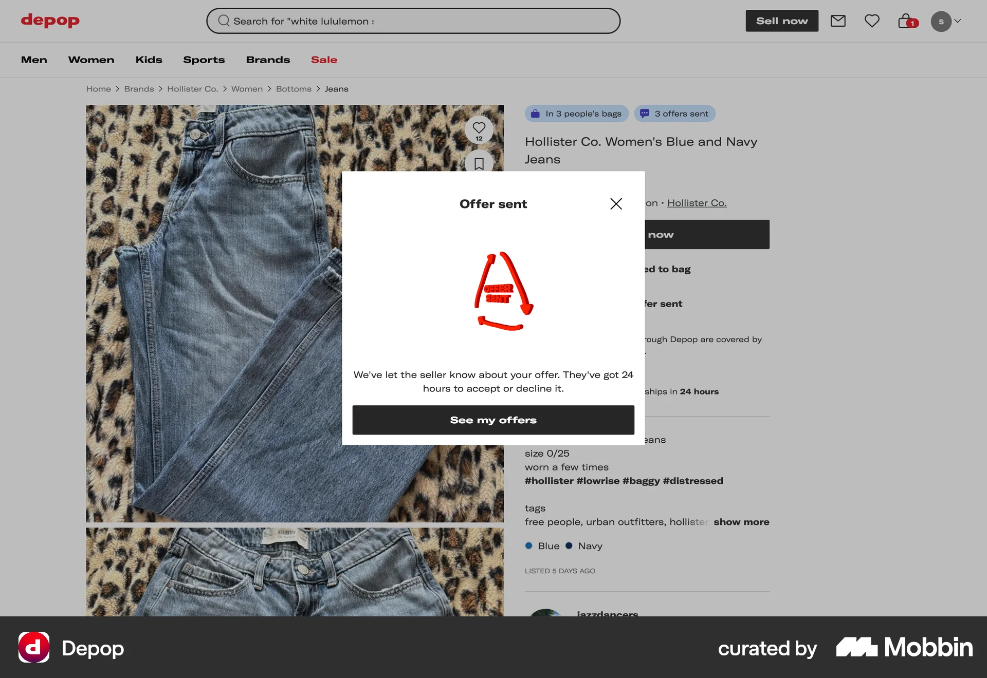 Depop Web Acknowledgement & Success screen