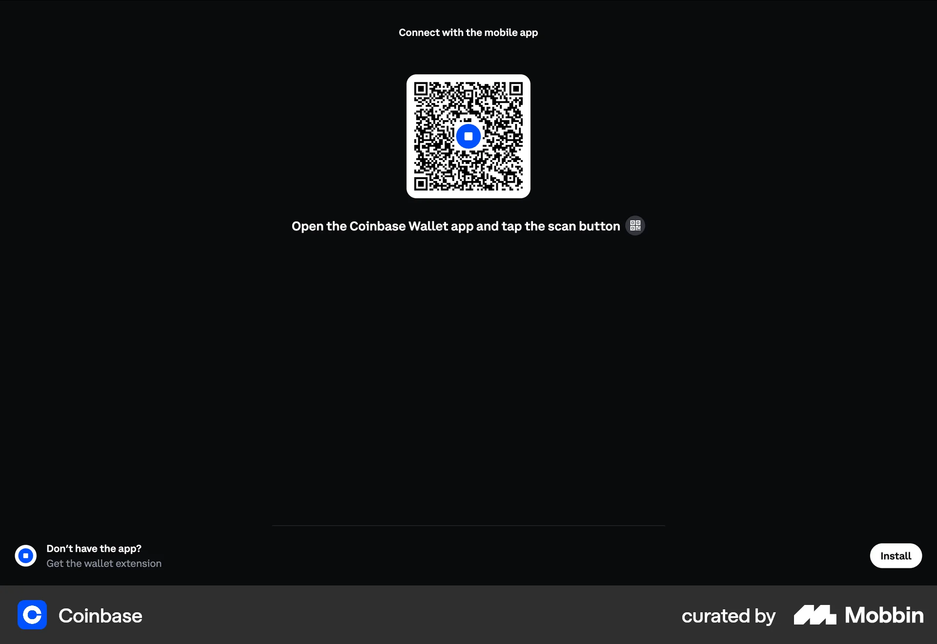 Coinbase Web QR Code screen