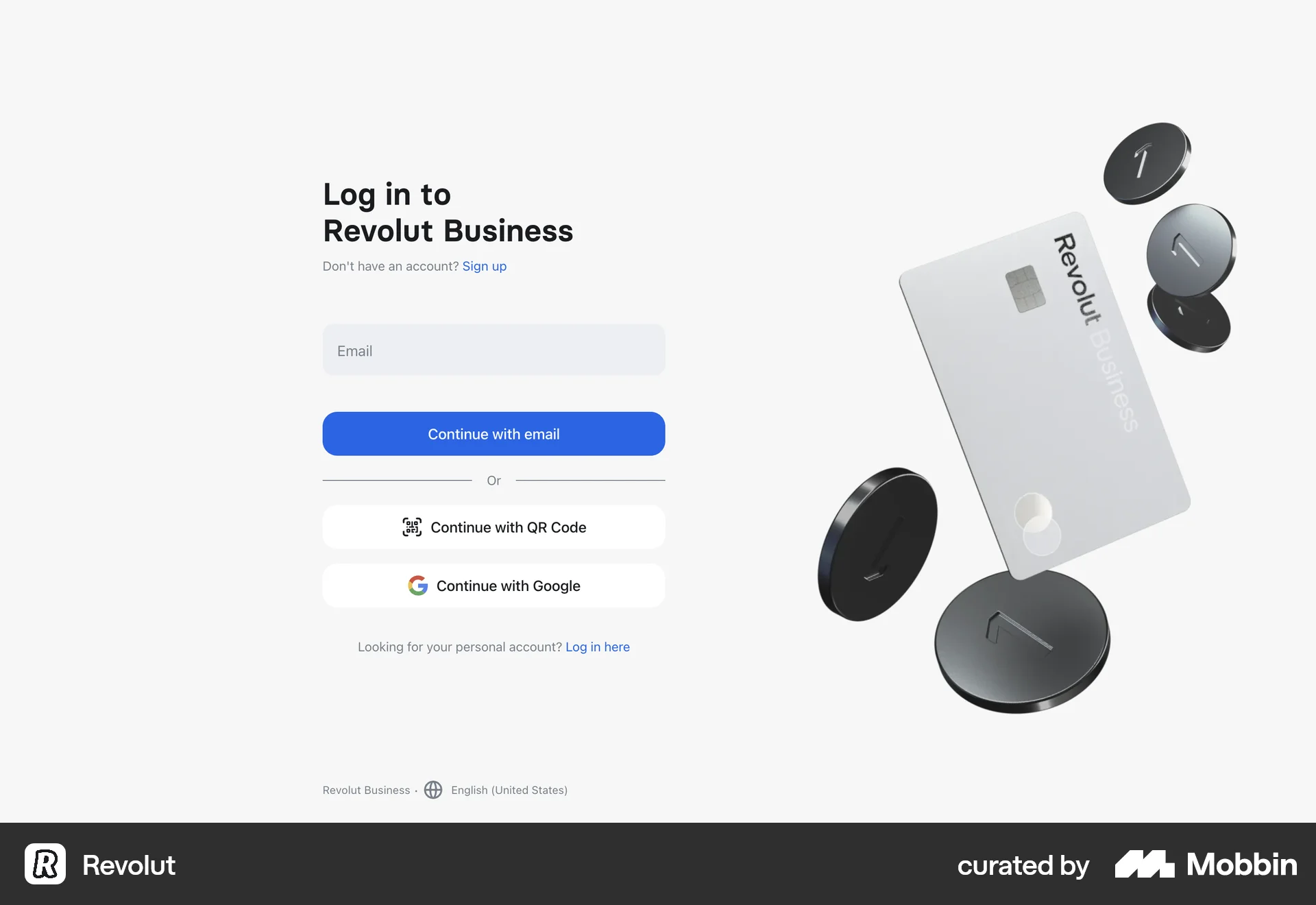 Revolut Web Login screen