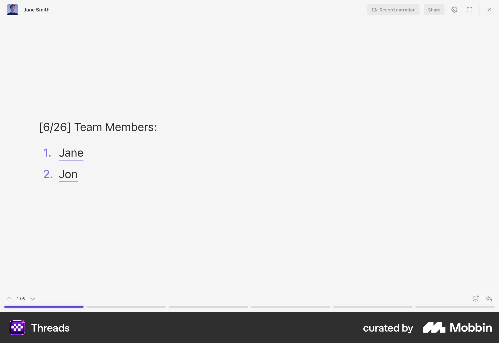 Threads Web Note Detail screen