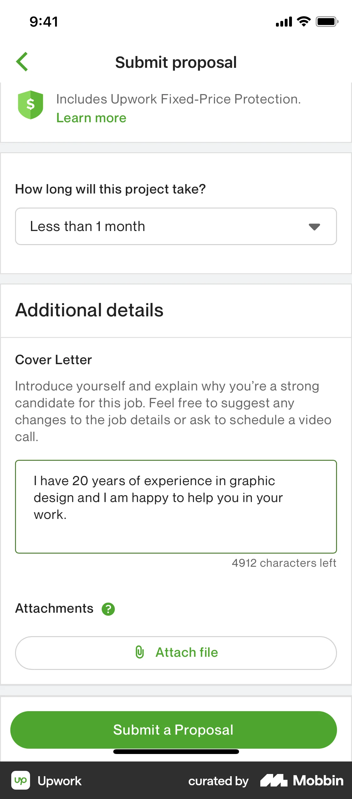 Upwork iOS Other Content screen