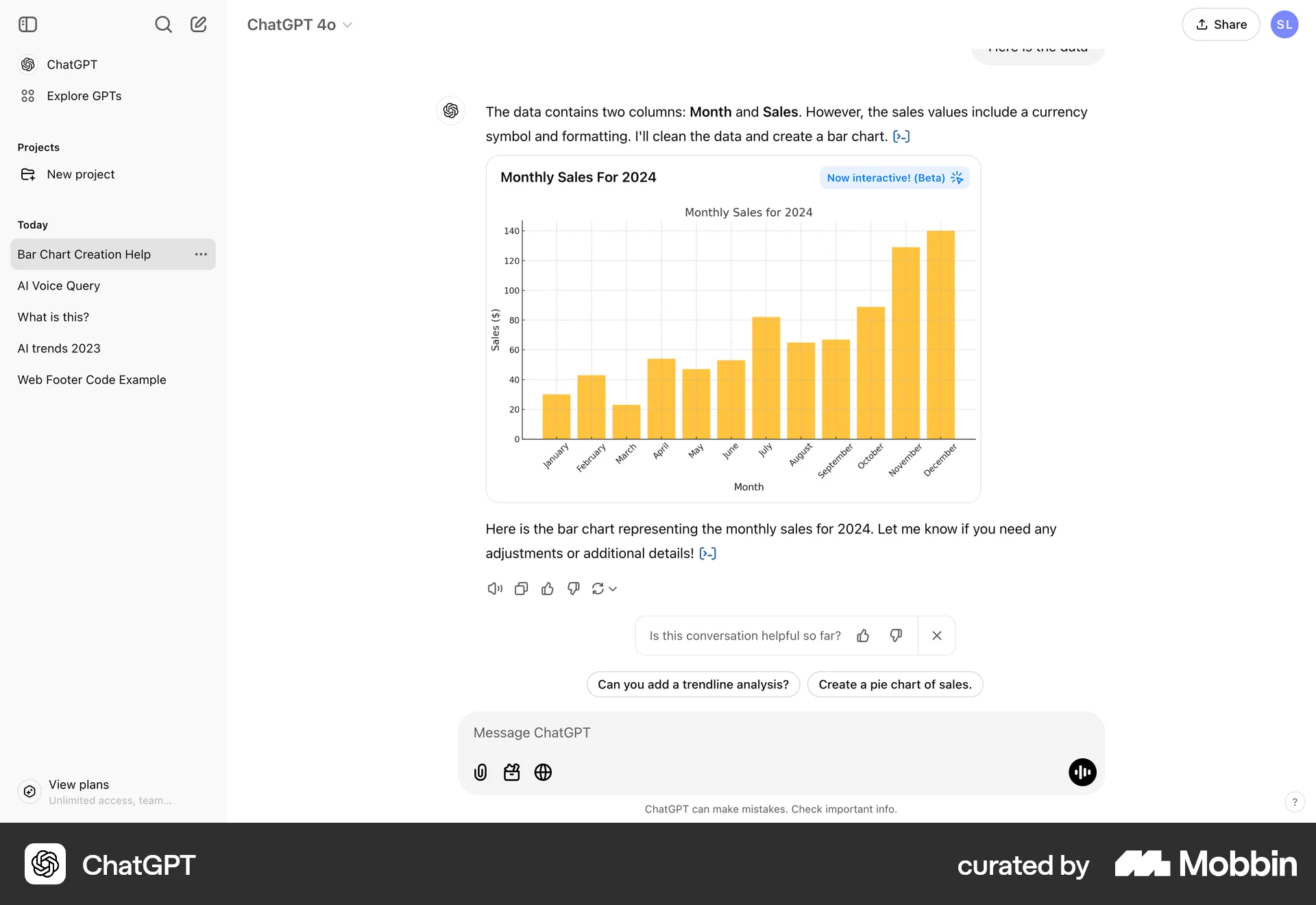 ChatGPT Web screen containing Rating Control UI element