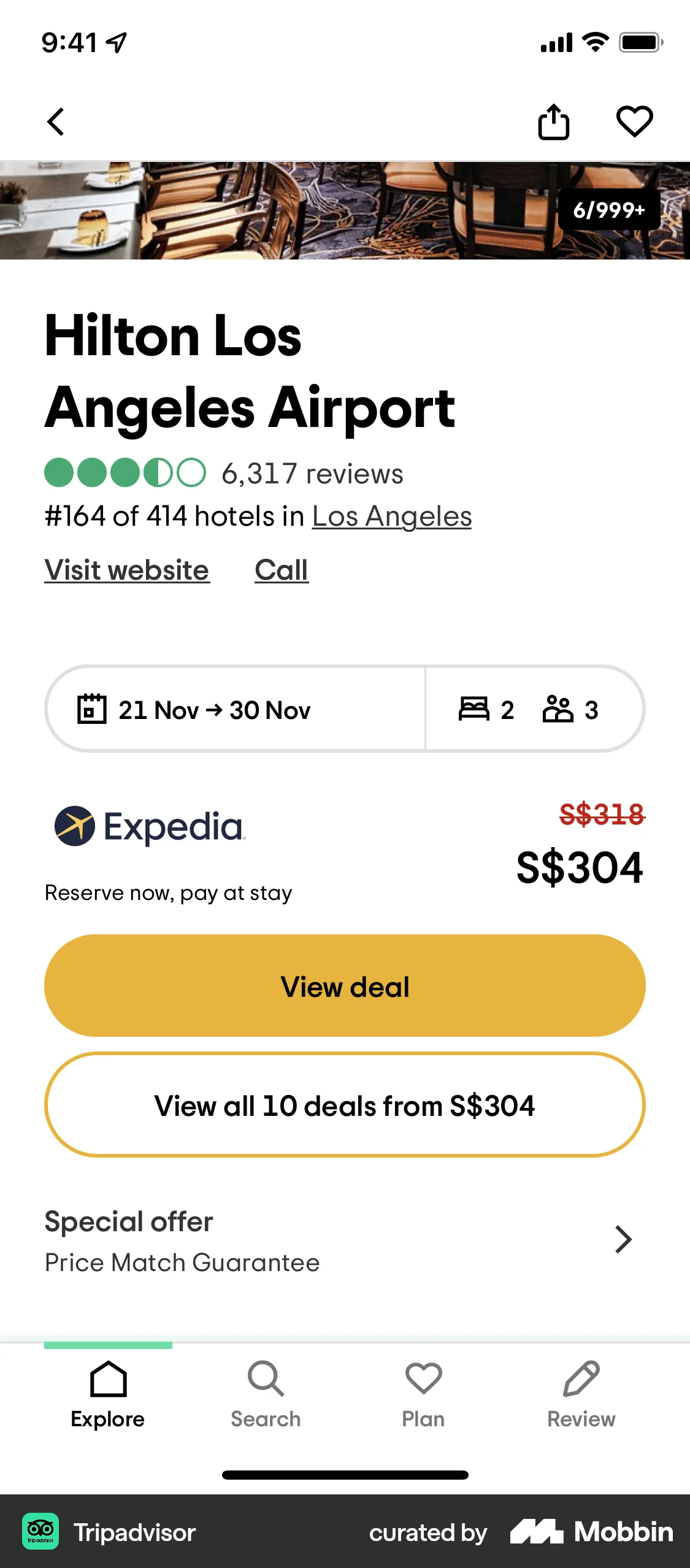 Tripadvisor iOS Product Detail screen