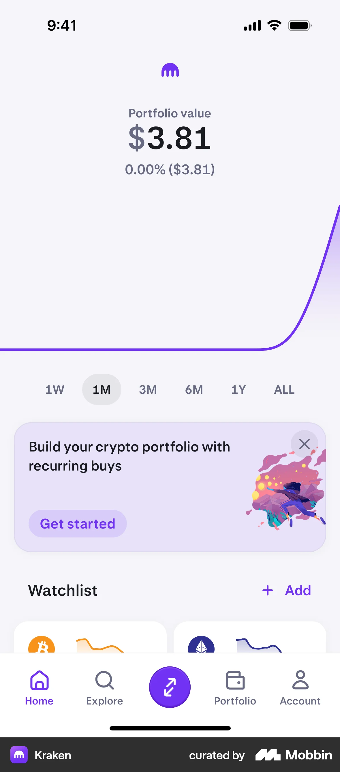 Kraken iOS Bank App Design screen