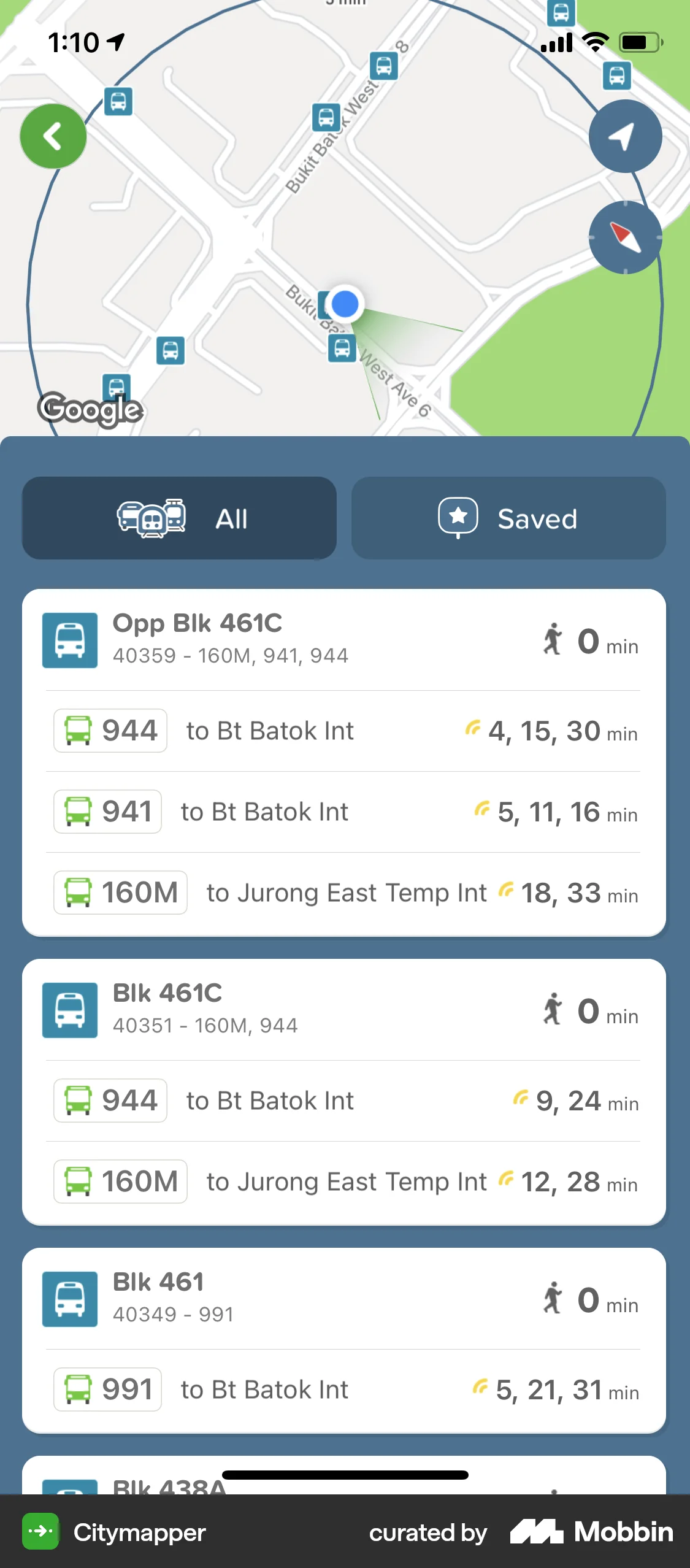 Citymapper iOS Map screen