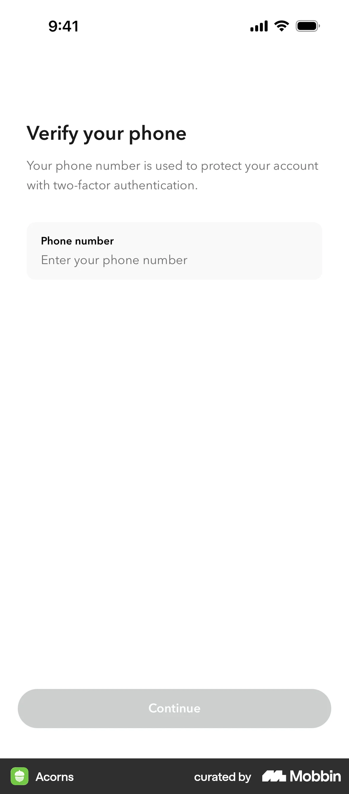 Acorns Onboarding screen