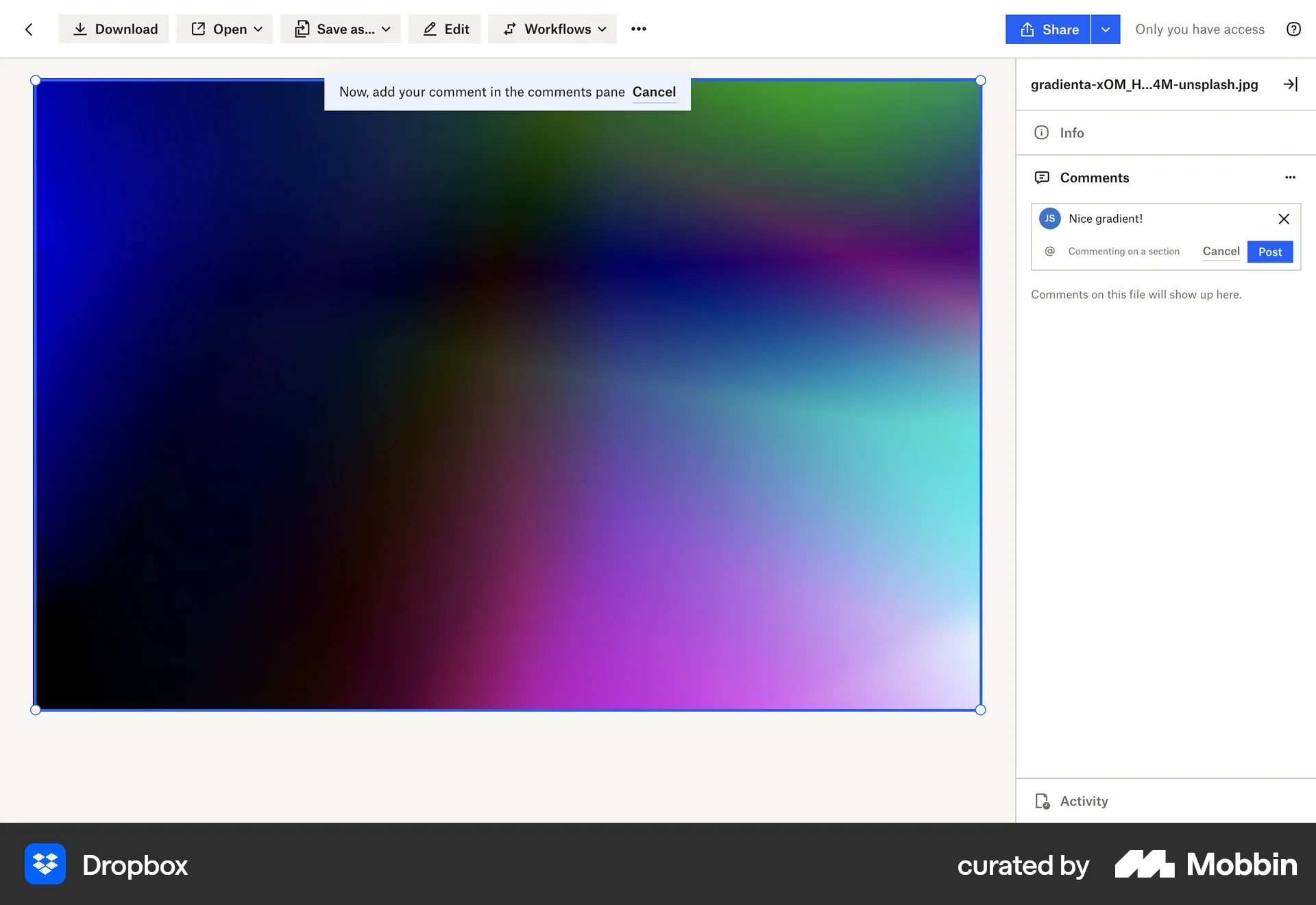 Dropbox Web Draw & Annotate screen