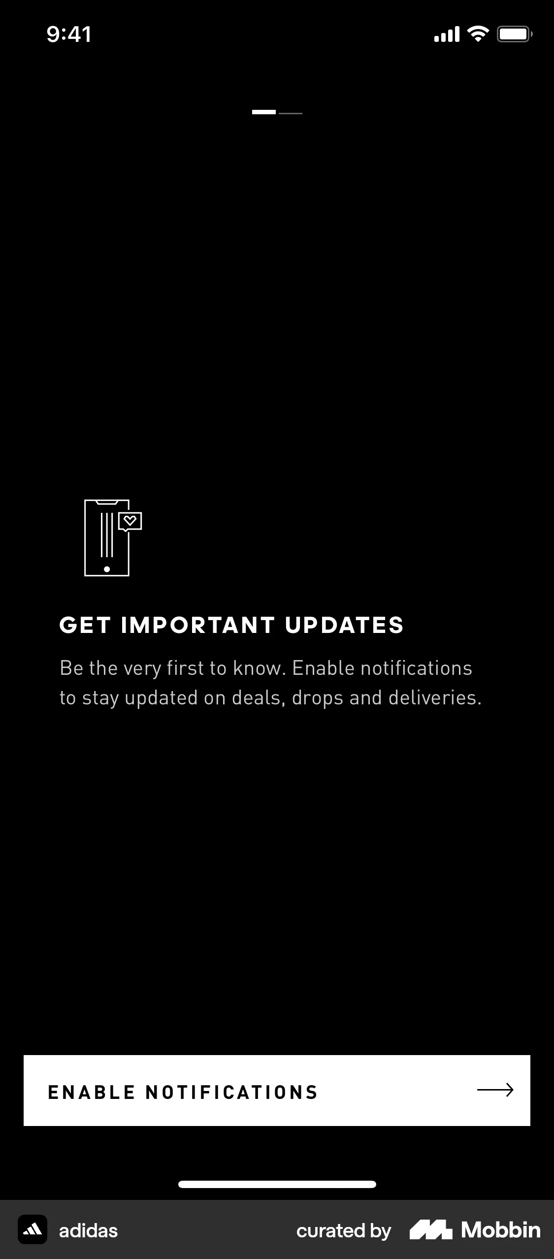 adidas iOS Permission screen