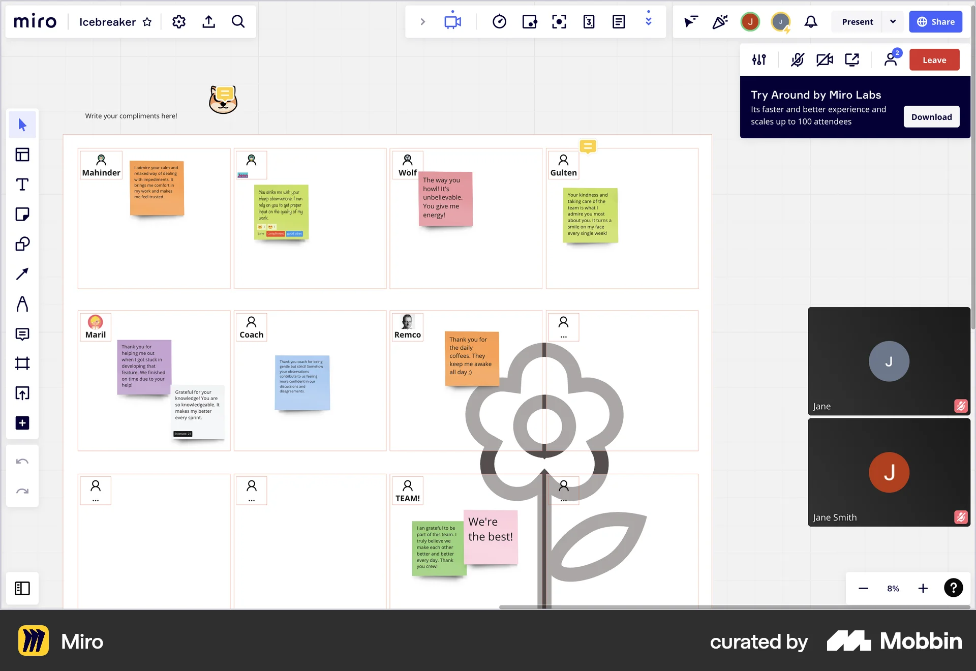 Miro Web Call screen