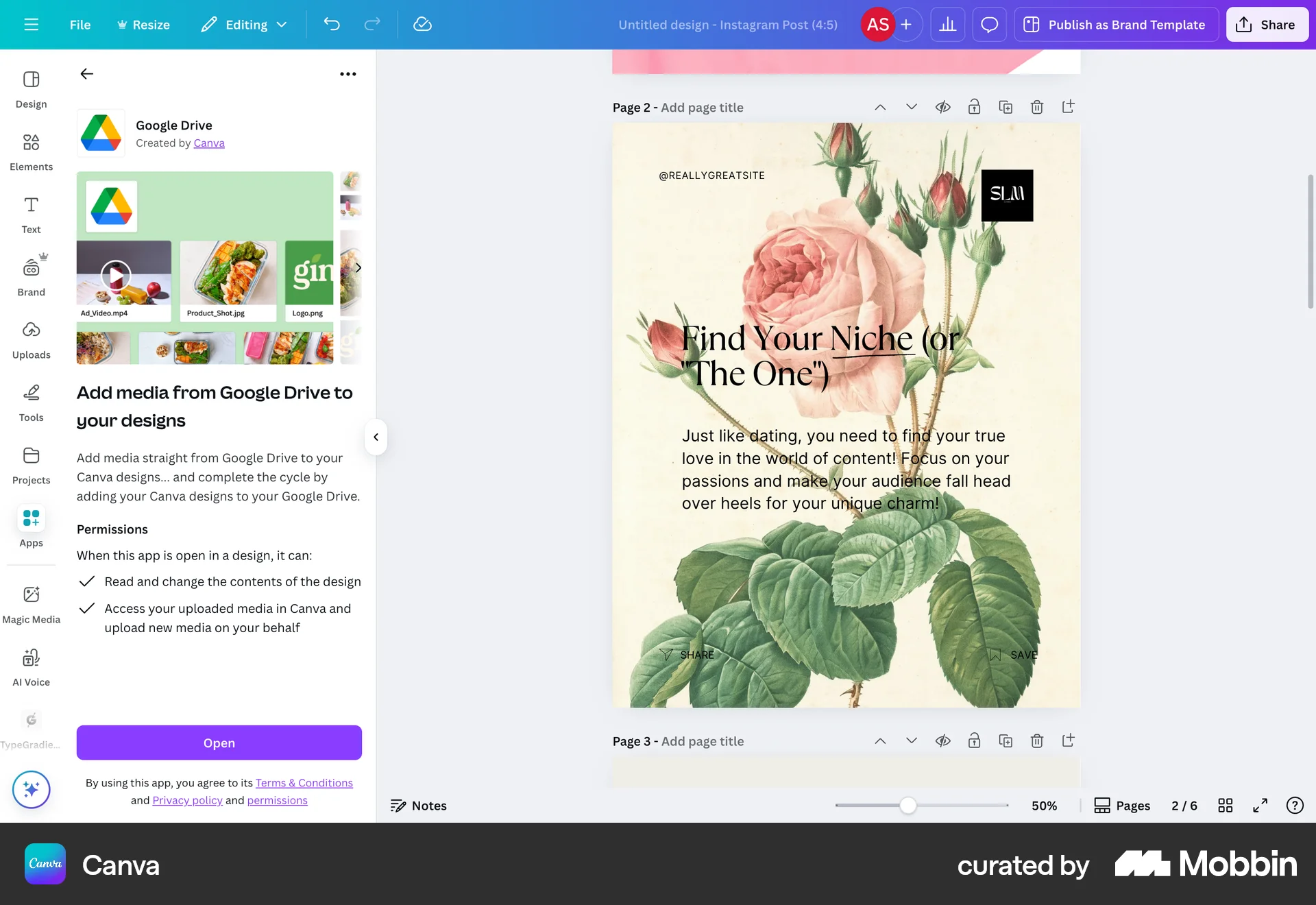Canva Web Other Content screen
