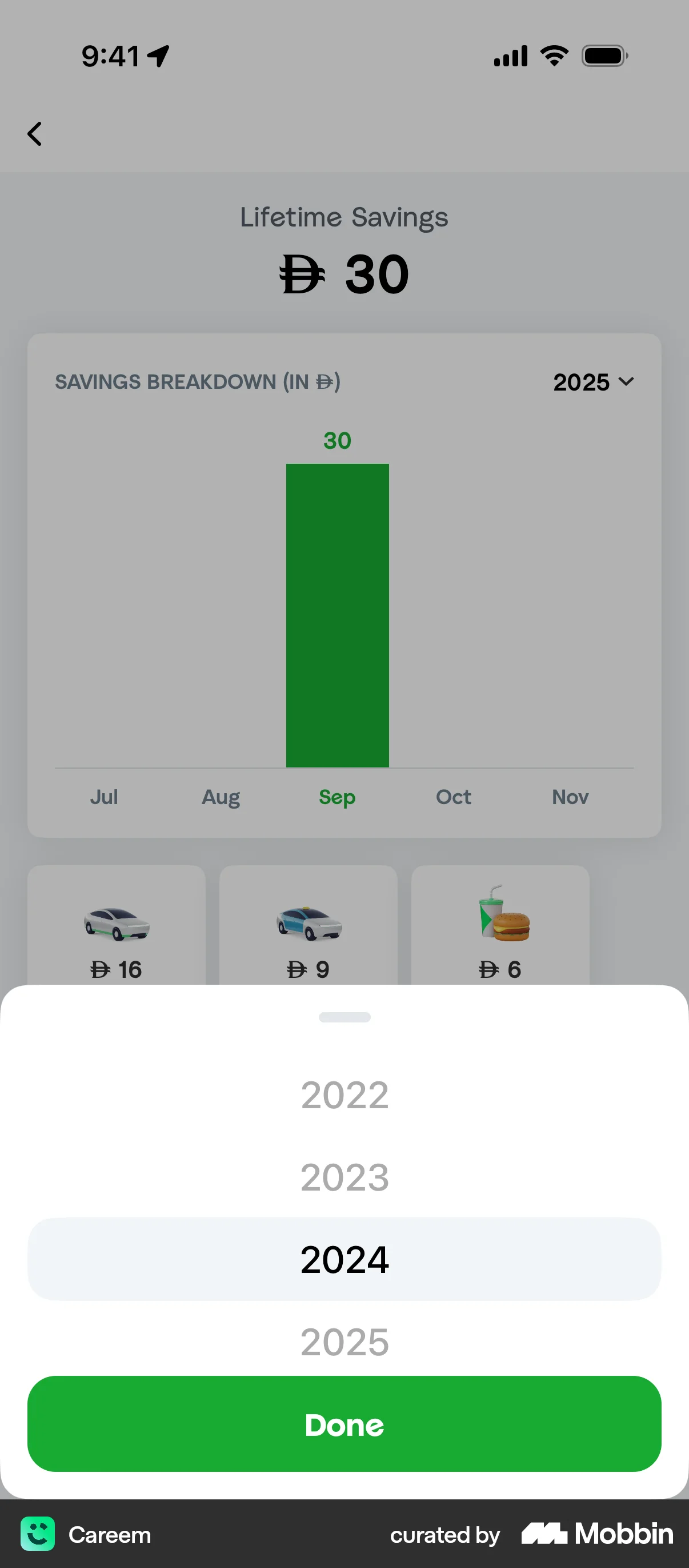 Careem iOS Pie Chart UI screen