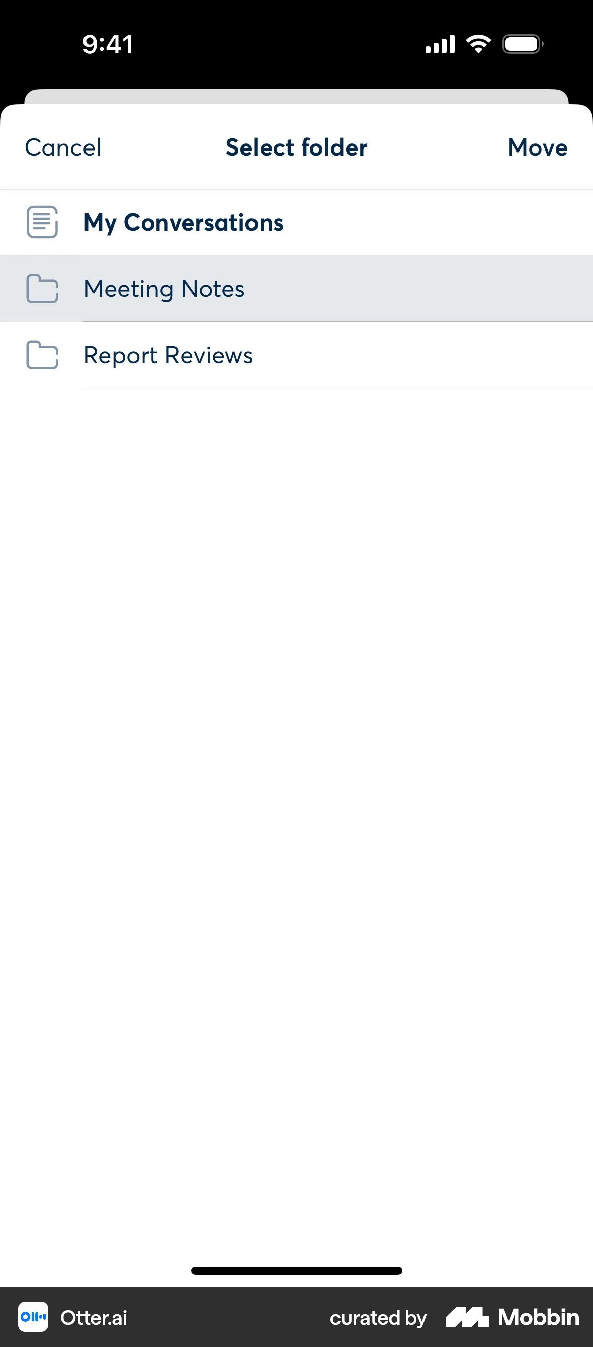 Otter.ai iOS Move screen