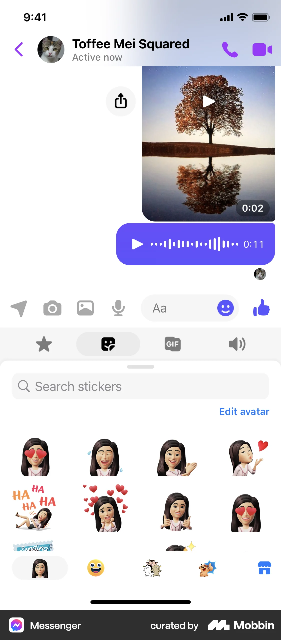 Messenger iOS Filters & Stickers screen