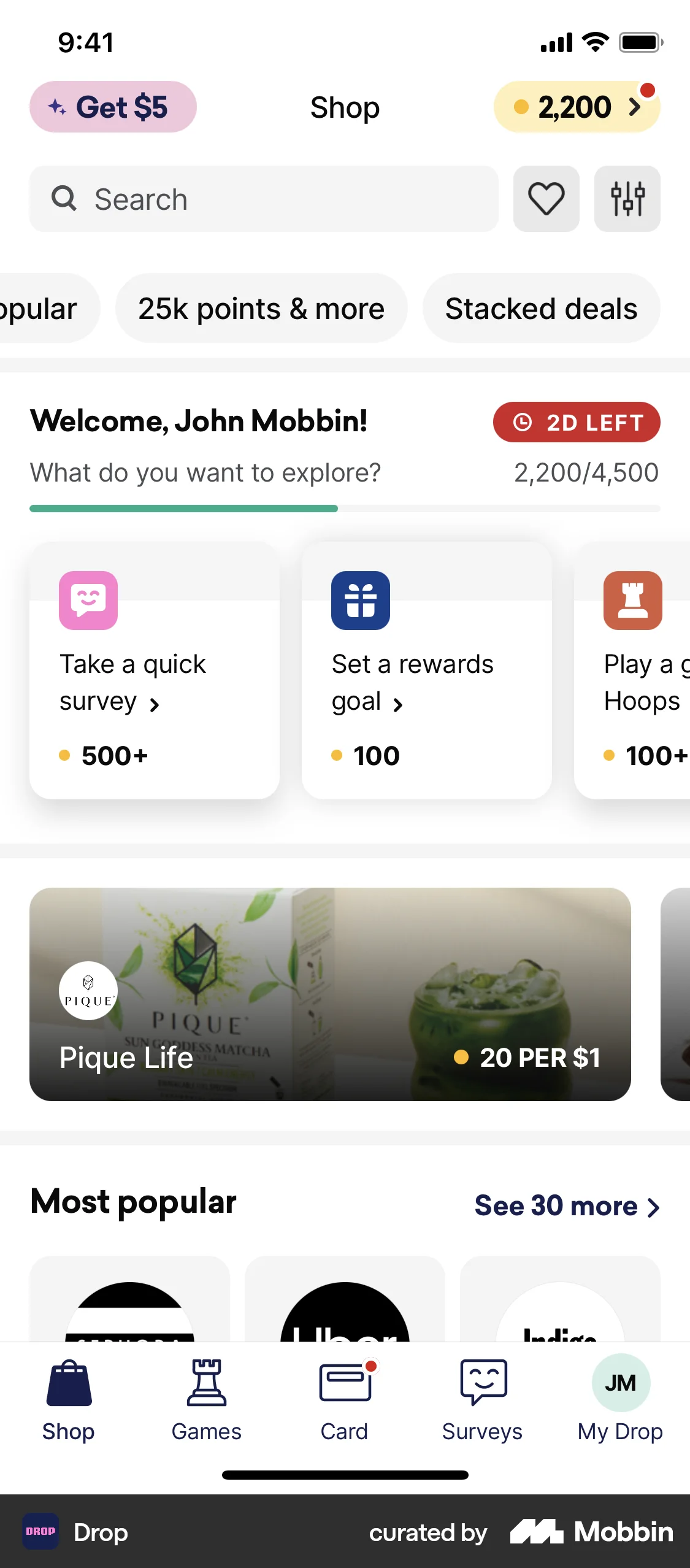 Drop iOS Shop & Storefront screen
