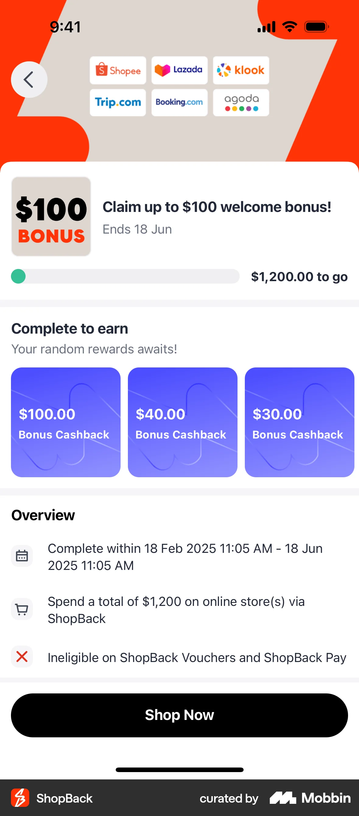 ShopBack iOS Goal & Task screen