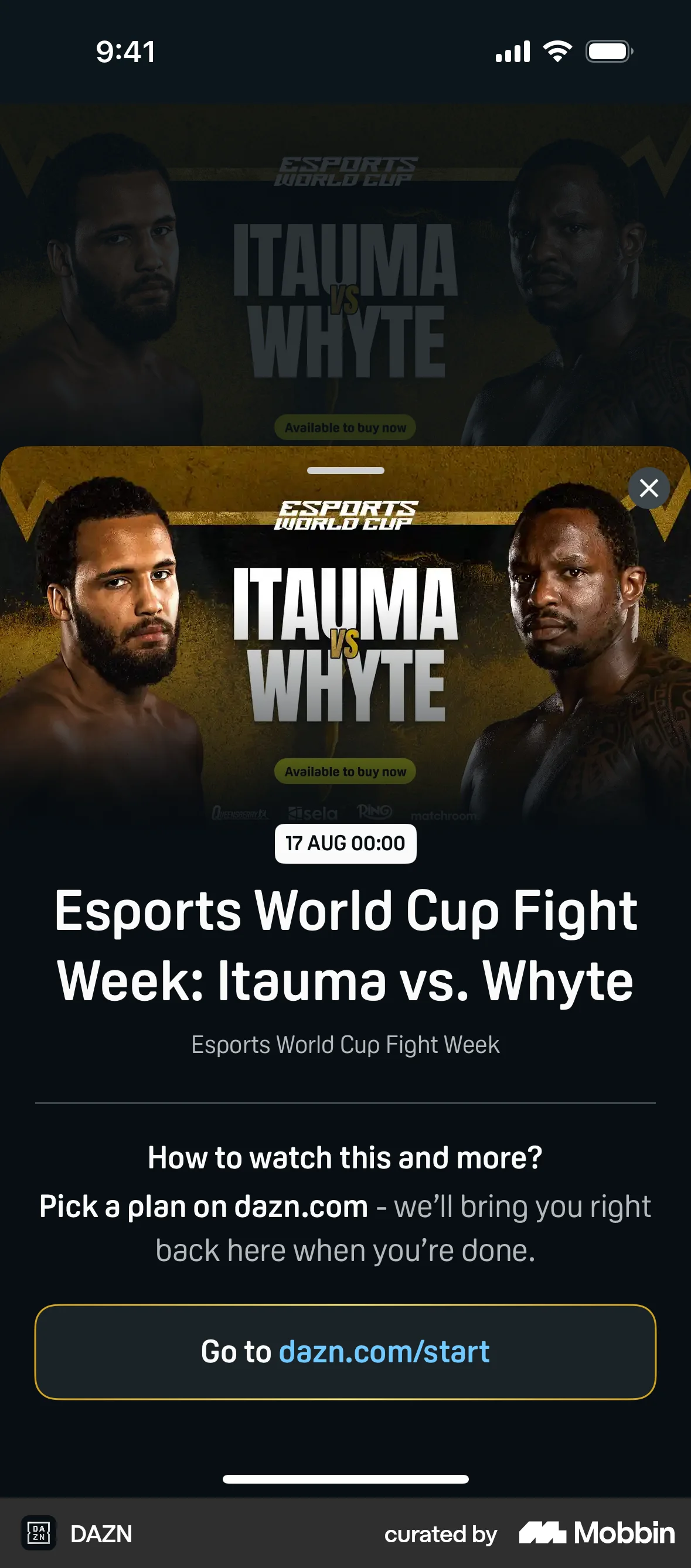 DAZN iOS TV Show & Movie Detail screen