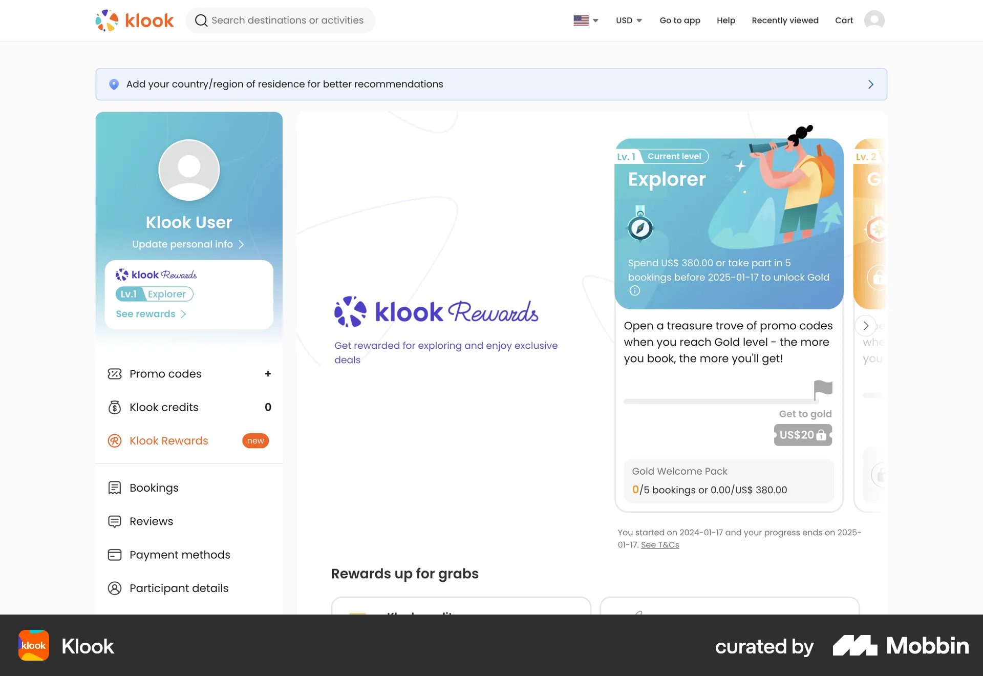 Klook Web Progress screen