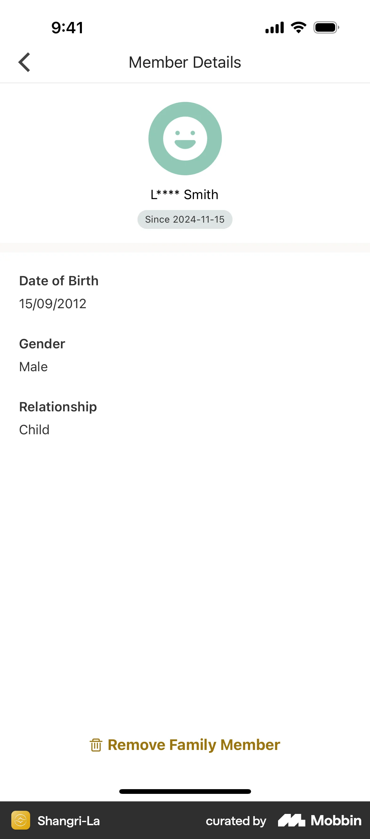 Shangri-La Circle iOS User / Group Profile screen