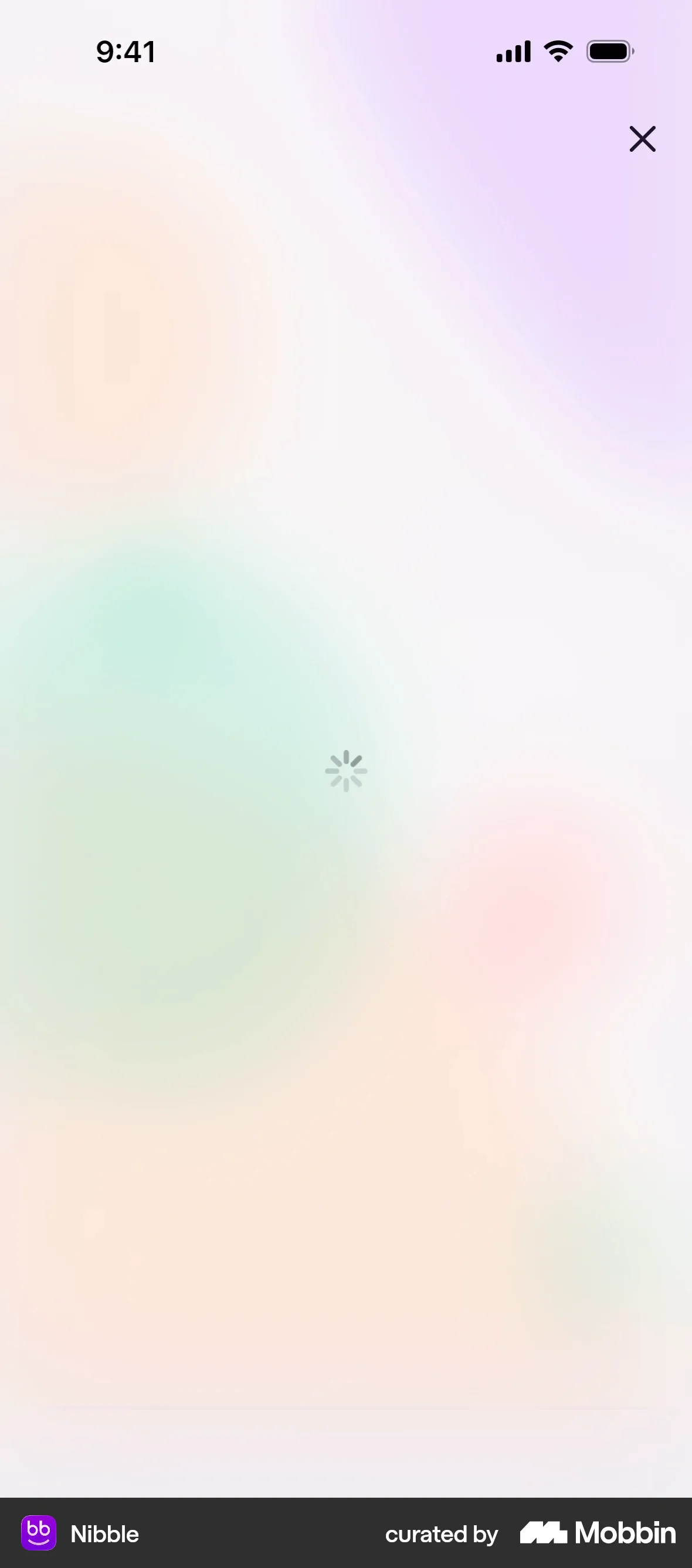 Nibble iOS screen containing Spinner UI UI element