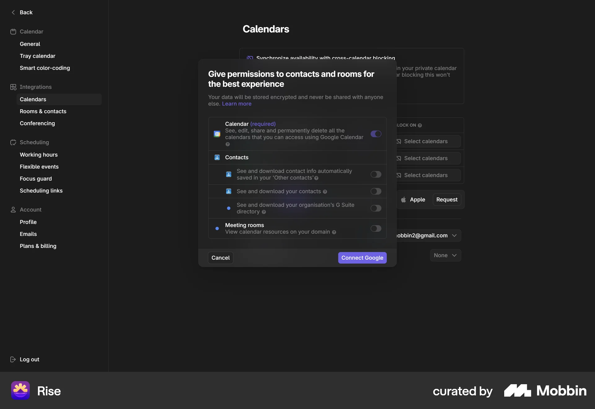 Rise Web Permission screen
