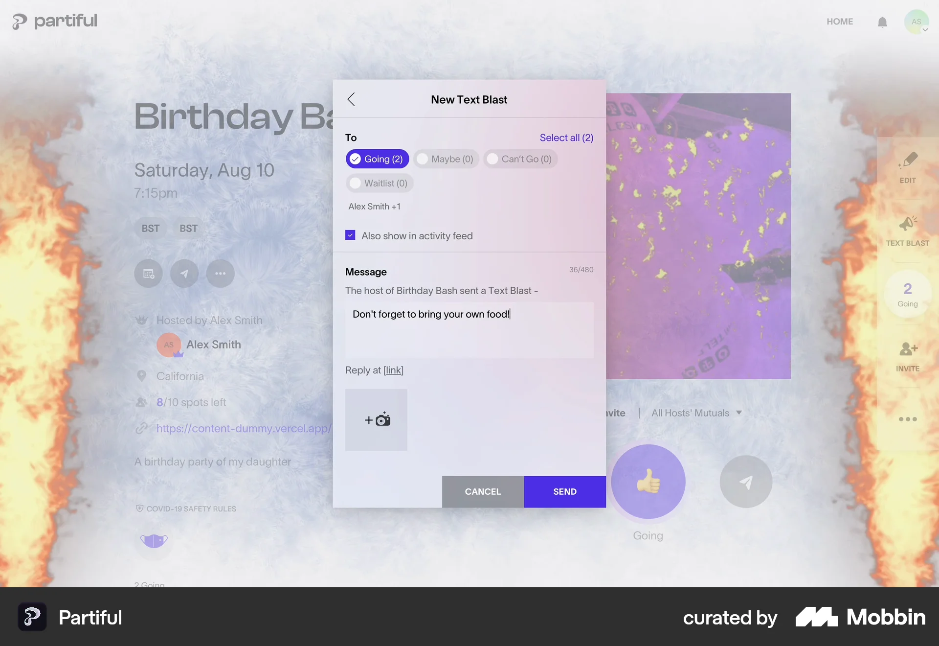 Partiful Web Lifestyle App screen