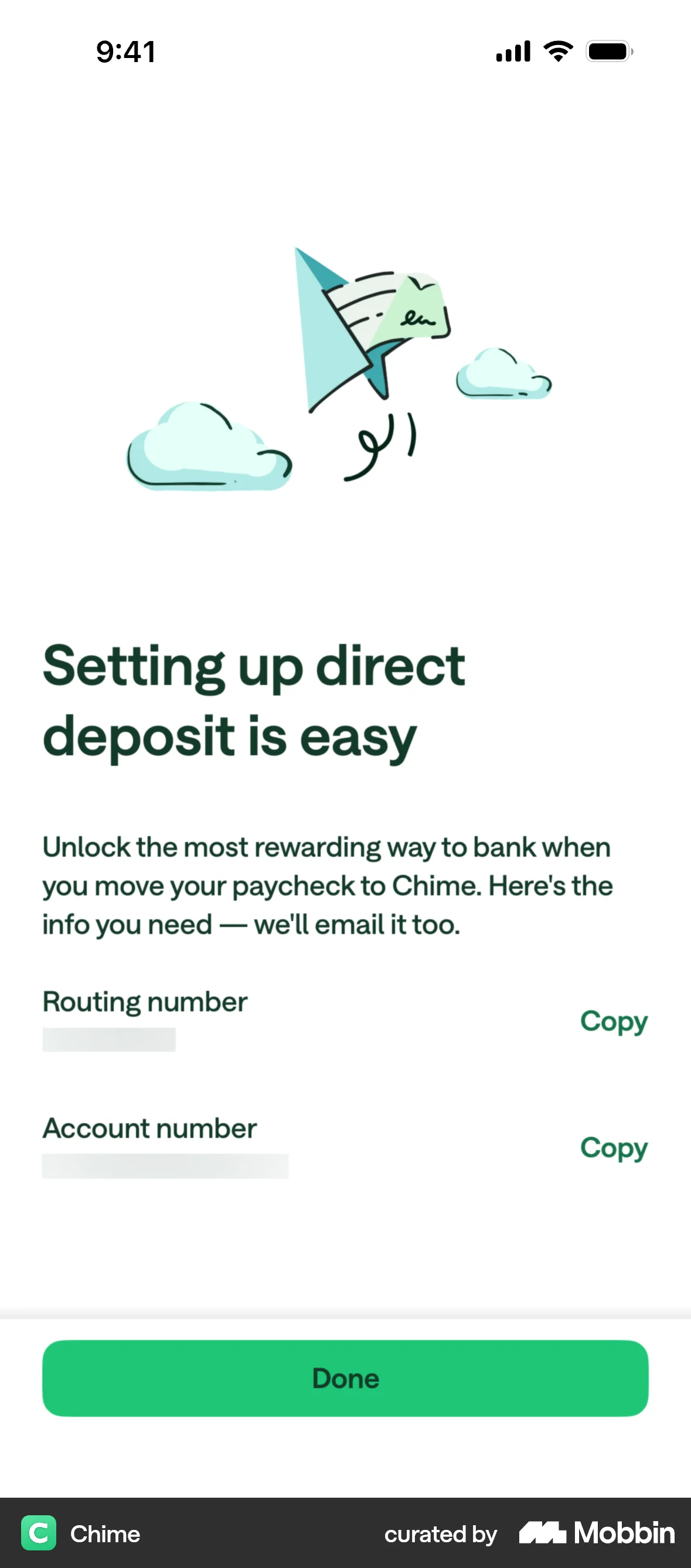 Chime Onboarding screen
