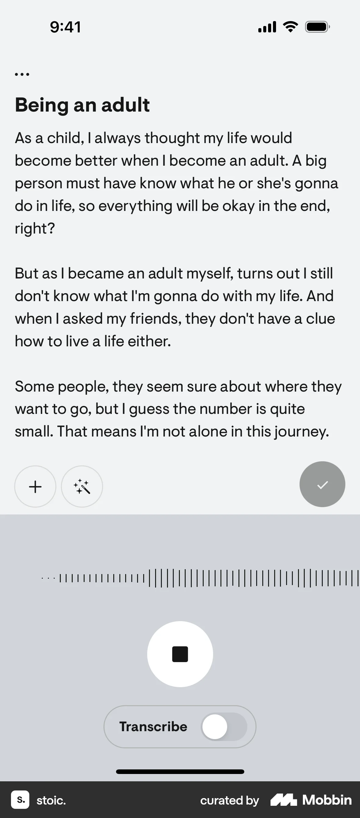 stoic. iOS Audio & Video Recorder screen