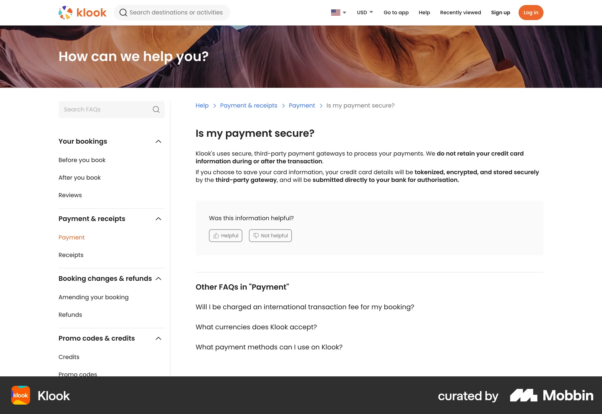 Klook Web screen containing Breadcrumbs UI element