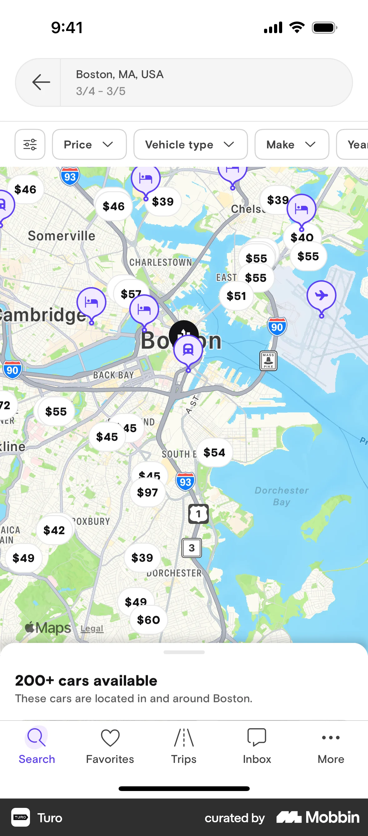 Turo iOS Pricing screen