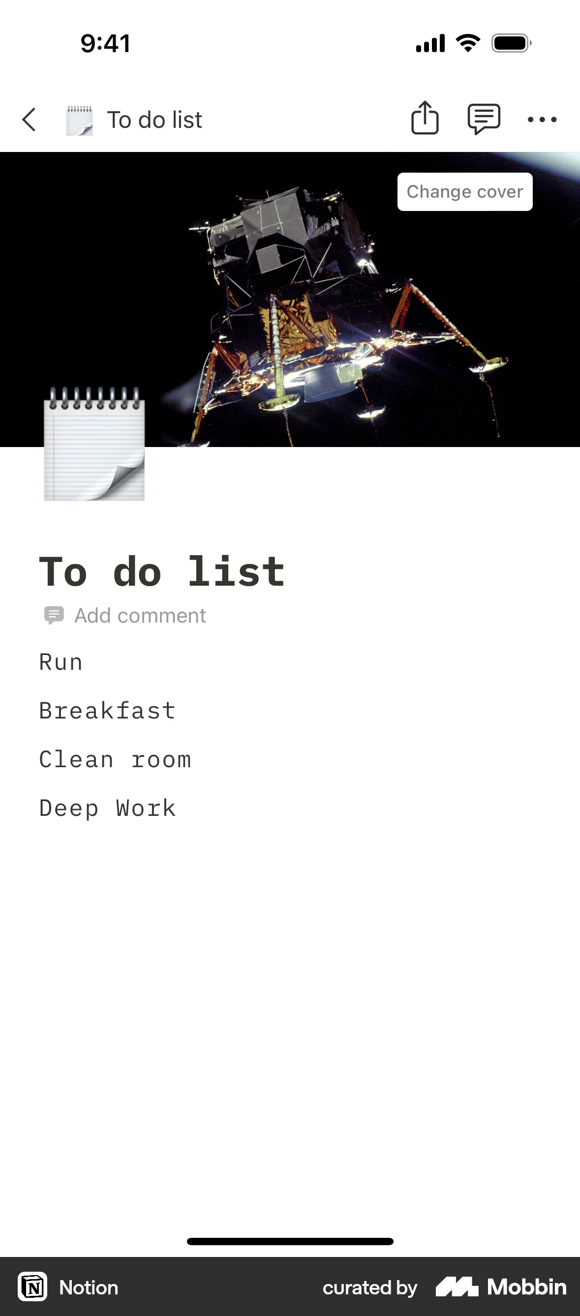 Notion iOS Note Detail screen