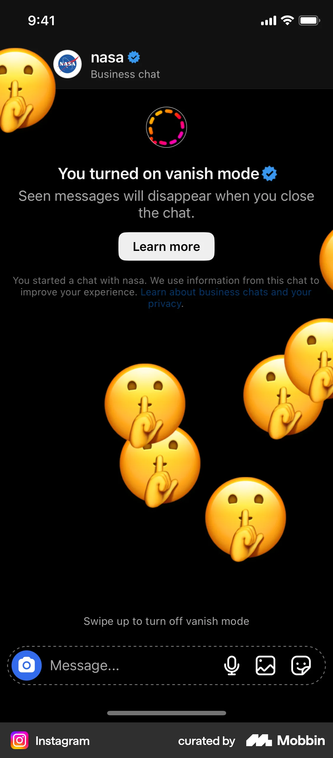 Instagram iOS Confetti screen