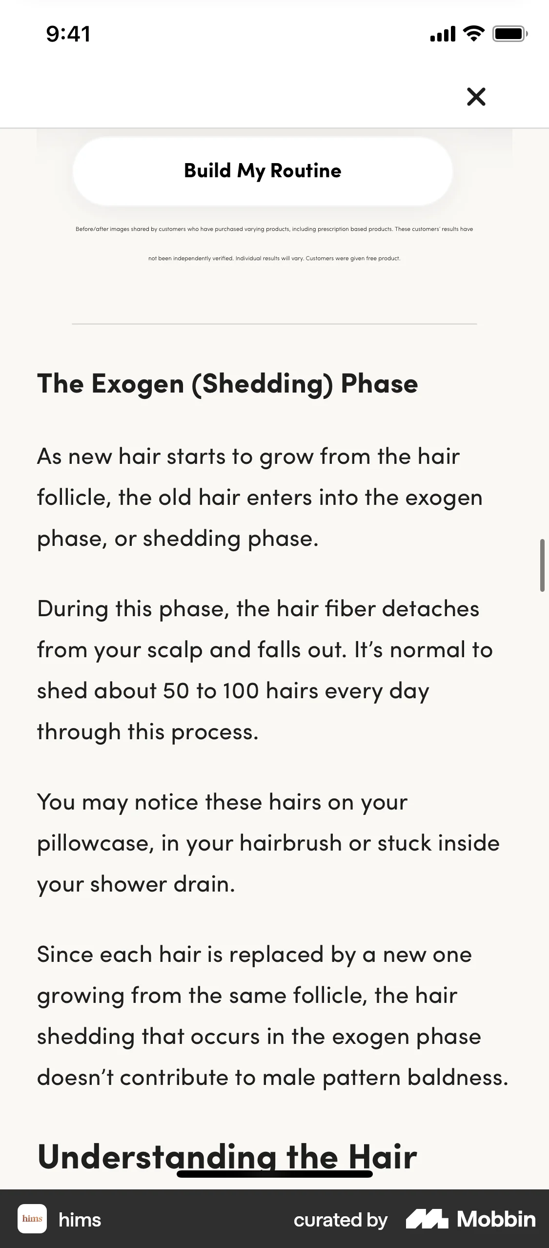 Hims iOS Article Detail screen