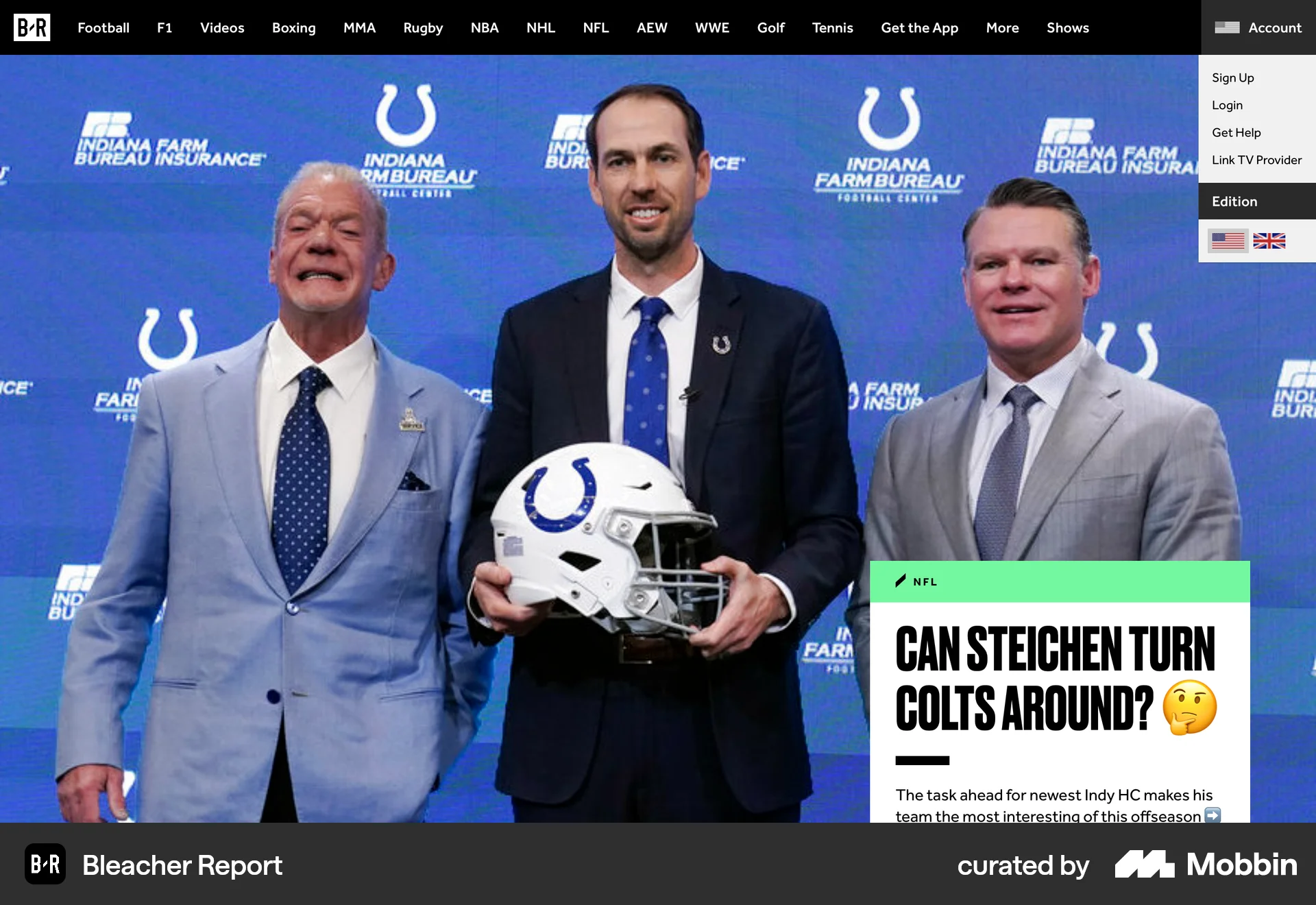 Bleacher Report Web Sports App screen