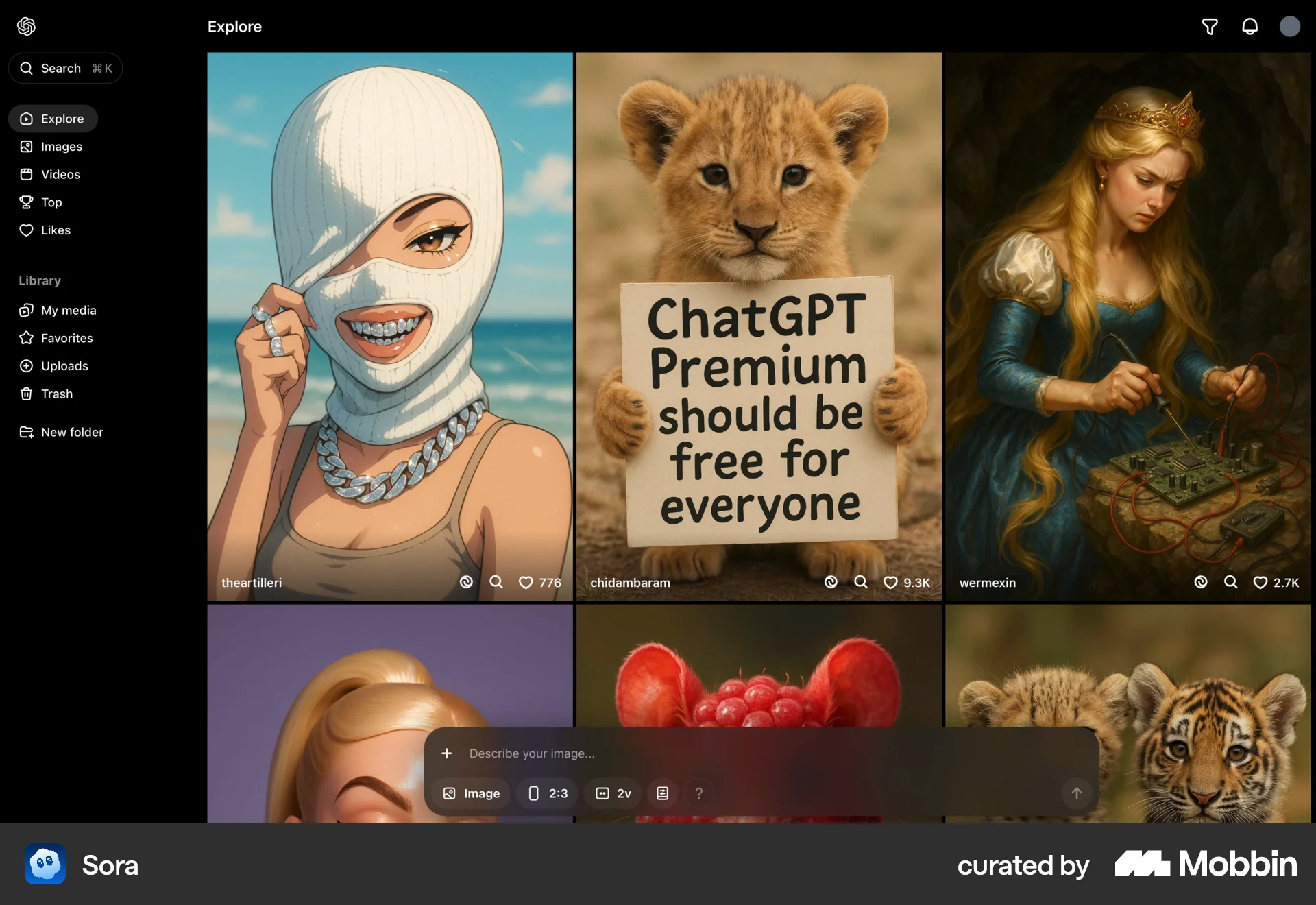 Sora Web screen containing Keyboard Key UI element